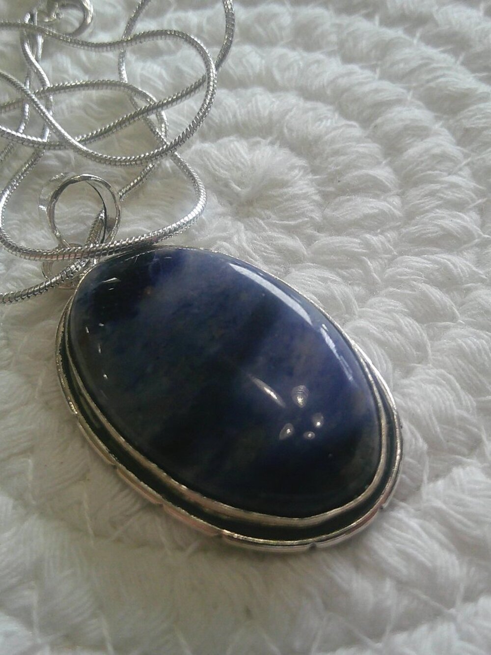 Beautiful LAPIS LAZULI Handmade Sterling 925 Pendant/Chain #268F